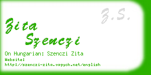zita szenczi business card